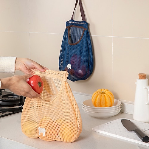 

Multi Function Hanging Fruit And Vegetable Storage Hanging Bag Can Be Carried Hand In Hand To Put Ginger Garlic And Onion Hollow Breathable Storage Bag