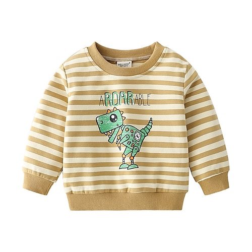 

Kids Boys Sweatshirt Dinosaur School Long Sleeve Active 3-6 Years Winter khaki