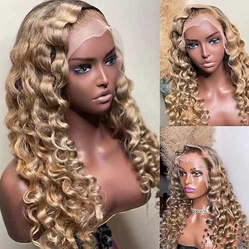 

Unprocessed Virgin Hair 13x4 Lace Front Wig Free Part Peruvian Hair Wavy Blonde Wig 130% 150% Density with Baby Hair Smooth Natural Hairline 100% Virgin Pre-Plucked For wigs for black women Long