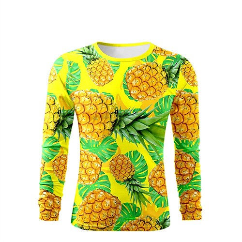 

Hombre Unisexo Camiseta Piña Estampados Cuello Barco Amarillo Impresión 3D Exterior Víspera de Todos los Santos Manga Larga Estampado Ropa Básico Deportes Design Casual