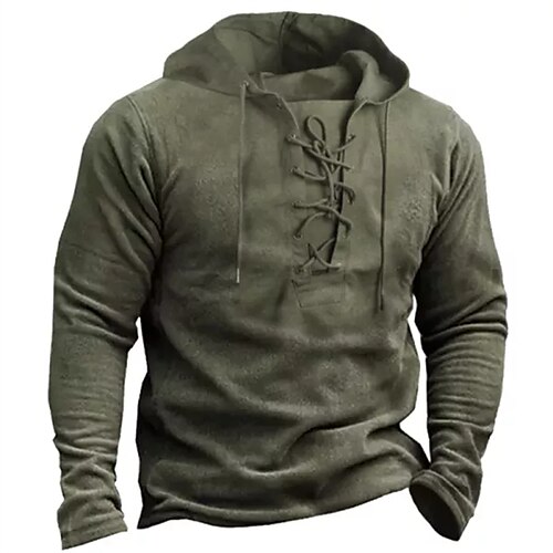 

Men's Hoodie Pullover Hooded Solid Color Lace up Daily Holiday Going out non-printing Streetwear Casual Athletic Clothing Apparel Hoodies Sweatshirts Long Sleeve Army Green / Winter / Fall / Winter
