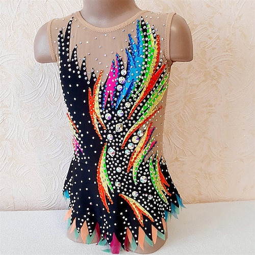

Rhythmic Gymnastics Leotards Gymnastics Leotards Women's Girls' Bodysuit Stretchy Breathable Sparkly Sleeveless Training Performance Competition Training Athletic Artistic Gymnastics Gymnastics Black