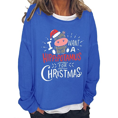 

Women's Pullover Crew Neck Letter Print Christmas Casual Daily Hot Stamping Basic Casual Christmas Clothing Apparel Hoodies Sweatshirts Loose Fit Black Khaki