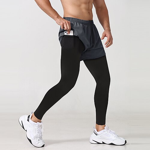 

Men's Compression Pants Running Shorts With Tights Side Pockets 2 in 1 Compression Clothing Athletic Athleisure Spandex Breathable Quick Dry Moisture Wicking Fitness Gym Workout Running Sportswear