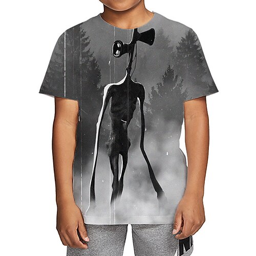 

Kids Boys T shirt Graphic Outdoor 3D Print Short Sleeve Crewneck Cool 4-12 Years Winter Gray