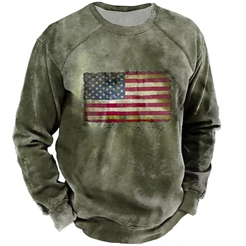 

Men's Unisex Sweatshirt Pullover Green Crew Neck Graphic Prints National Flag Patchwork Print Daily Sports Holiday 3D Print Streetwear Designer Casual Spring & Fall Clothing Apparel Hoodies