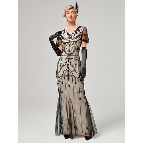 

The Great Gatsby Charleston Roaring 20s 1920s Cocktail Dress Vintage Dress Flapper Dress Masquerade Prom Dress Women's Sequins Costume Vintage Cosplay Halloween Carnival Masquerade Dress Halloween