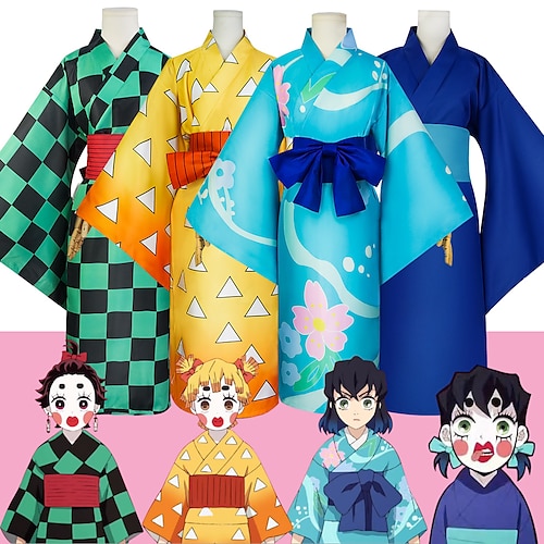 

Inspired by Demon Slayer: Kimetsu no Yaiba Agatsuma Zenitsu Inosuke Hashibira Anime Cosplay Costumes Japanese Cosplay Suits Long Sleeve Kimono Coat For Women's