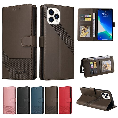 

Phone Case For Apple Wallet Card iPhone 14 Pro Max iPhone 14 Pro iPhone 14 Plus iPhone 14 iPhone 13 Pro Max 12 Mini 11 X XR XS Max 8 7 Wallet Full Body Protective Card Holder Slots Solid Colored PU