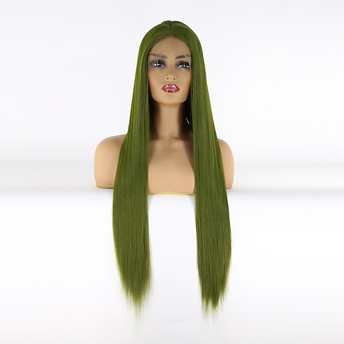 

Light Green Wig Synthetic Lace Front Wigs for Black Women Straight Long Hair Natural Hairline Glueless Heat Resistant Wig