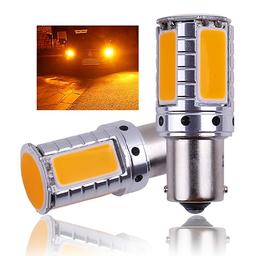 

1PCS CANBUS 12V-24V P21W BA15S BAU15S PY21W S25 1156 COB LED Car Backup Reserve Light turn signal Daytime Light Amber