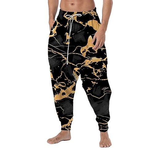 

Men's Joggers Baggy Harem Pants Casual Pants Drawstring Elastic Waist 3D Print Graphic Prints Comfort Breathable Casual Daily Yoga Trousers Hippie Black Micro-elastic / Drop Crotch / Elasticity