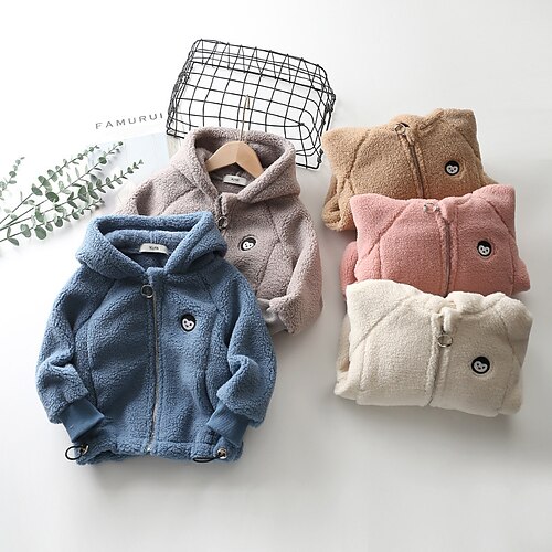 

Kids Boys Coat Outerwear Plain Long Sleeve Coat Vacation Cotton Active Cute milk white Pink khaki Winter Fall 2-8 Years