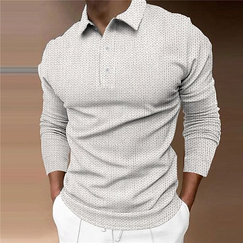 

Men's Collar Polo Shirt Golf Shirt Geometry Turndown Blue Red Gray Black 3D Print Street Casual Long Sleeve Button-Down Print Clothing Apparel Fashion Designer Casual Breathable