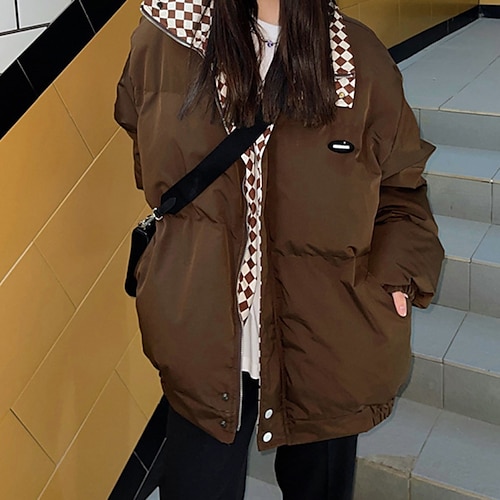 

Women's Winter Jacket Winter Coat Parka Fashion Casual Daily Street Style Zipper Pocket Outdoor Holiday Daily Wear Going out Polyester Coat Winter Fall Black Coffee Zipper Turndown Regular Fit S M L