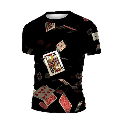 

Men's T shirt Tee Graphic Prints Poker Crew Neck Black 3D Print Outdoor Street Short Sleeve Print Clothing Apparel Sports Designer Casual Big and Tall / Summer / Summer