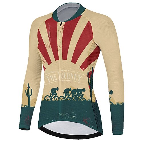 

21Grams Women's Cycling Jersey Long Sleeve Bike Top with 3 Rear Pockets Mountain Bike MTB Road Bike Cycling Breathable Quick Dry Moisture Wicking Reflective Strips Yellow Graphic Polyester Spandex