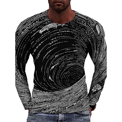 

Men's Unisex T shirt Tee Optical Illusion Graphic Prints Crew Neck Black 3D Print Outdoor Street Long Sleeve Print Clothing Apparel Basic Sports Casual Classic
