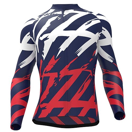 

21Grams Men's Cycling Jersey Long Sleeve Bike Top with 3 Rear Pockets Mountain Bike MTB Road Bike Cycling Breathable Quick Dry Moisture Wicking Reflective Strips Red Stripes Polyester Spandex Sports