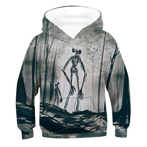 

Kids Boys Hoodie Graphic Outdoor 3D Print Long Sleeve Pocket Fashion 3-12 Years Winter Gray