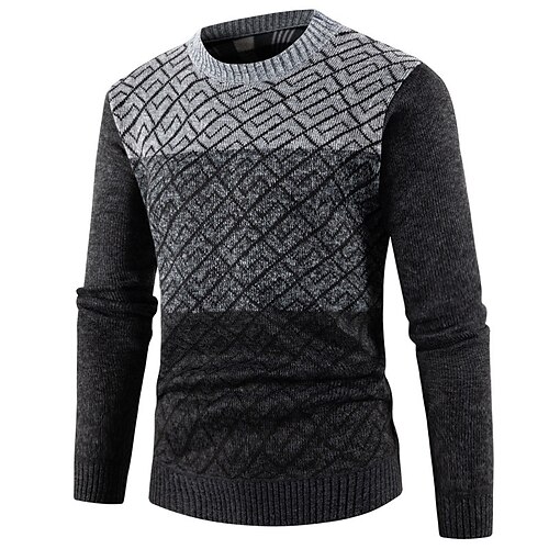 

Men's Pullover Sweater jumper Ribbed Knit Cropped Knitted Color Block Crew Neck Basic Stylish Outdoor Daily Clothing Apparel Fall Winter Wine Light gray M L XL / Cotton / Long Sleeve / Long Sleeve