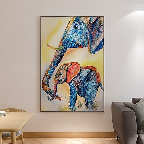 

Handmade Oil Painting Canvas Wall Art Decoration Modern Animals Elephant for Home Decor Rolled Frameless Unstretched Painting