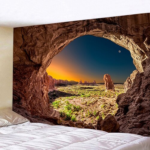 

Landscape Cave Mountain Wall Tapestry Art Decor Blanket Curtain Hanging Home Bedroom Living Room Decoration Polyester