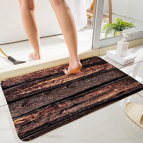 

Vintage Wood Series Digital Printing Floor Mat Modern Bath Mats Nonwoven / Memory Foam Novelty Bathroom