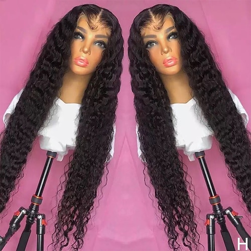 

Human Hair 13x4 Lace Front Wig Layered Haircut Brazilian Hair Curly Water Wave Black Wig 130% 150% Density with Baby Hair 100% Virgin Glueless With Bleached Knots Pre-Plucked For wigs for black women