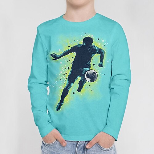 

World Cup Kids Boys T shirt Letter Outdoor 3D Print Long Sleeve Active 3-12 Years Winter Black Blue