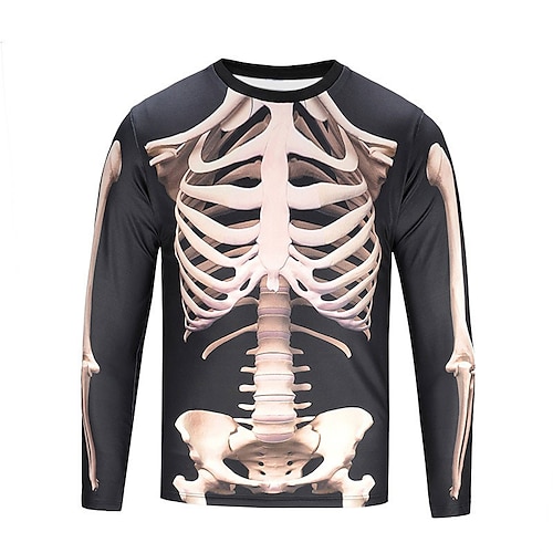 

Men's Unisex T shirt Tee Graphic Prints Skeleton Crew Neck Black 3D Print Outdoor Street Long Sleeve Print Clothing Apparel Basic Sports Designer Casual