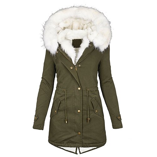 

Mujer Talla extra Chaqueta de Invierno Chaqueta de lana Bolsillo A Cuadros Plano Exterior Casual Manga Larga Con Capucha Largo Invierno Otoño Verde militar claro Rosa L XL XXL 3XL 4XL