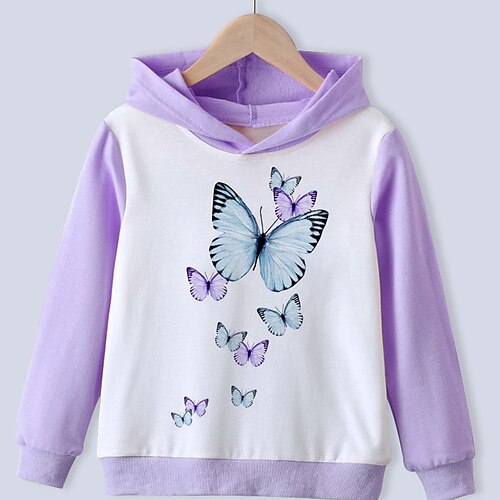 

Kids Girls' Hoodie Animal Outdoor 3D Print Long Sleeve Pocket Fashion 3-13 Years Winter Blue Purple