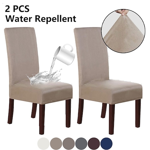 

Dinning Chair Cover Stretch Chair Seat Slipcover Suede Water Repellent Soft Plain Solid Color Durable Washable Furniture Protector For Dinning Room Party
