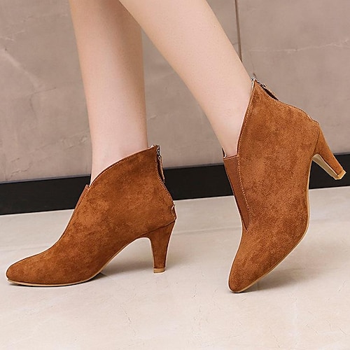 

2022 autumn and winter new short boots pointed toe high heels rear zipper european station martin boots warm women's shoes foreign trade large size