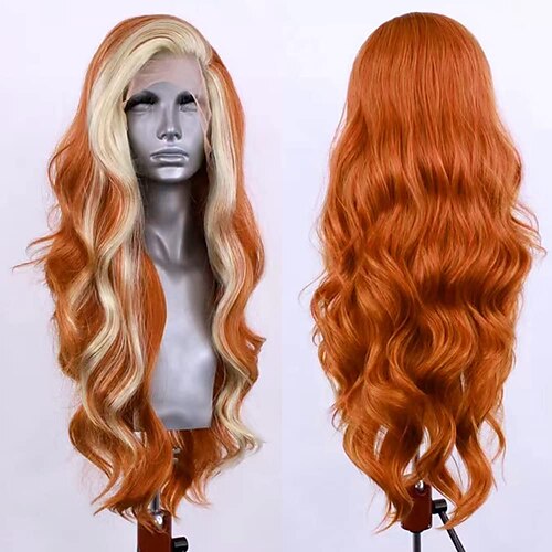 

Synthetic Lace Wig Body Wave Style 16-26 inch Orange Middle Part 132.5 lace front Wig Women's Wig Ombre Orange