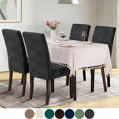 

1 Piece Stretch Dining Chair Cover, Knitted Jacquard Stretch Chair Cover,Chair Protector Cover Seat Slipcover with Elastic Band for Dining Room,Wedding, Ceremony, Banquet,Home Decor