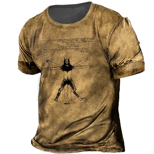 

Men's Unisex T shirt Tee Templar Cross Graphic Prints Crew Neck Brown 3D Print Outdoor Street Short Sleeve Print Clothing Apparel Vintage Sports Designer Casual