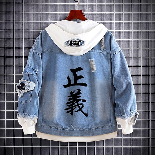 

Inspired by One Piece Film: Red Monkey D. Luffy Sabo Portgas·D· Ace Anime Cartoon Manga Anime Denim Jacket Harajuku Kawaii Coat For Men's Women's Unisex Adults' Hot Stamping Denim