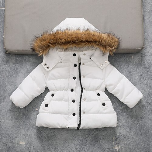

Kids Boys Down Coat Outerwear Plain Long Sleeve Coat Daily Cotton Active Basic Black Red White Winter Fall 2-6 Years