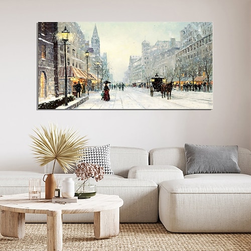 

Handmade Oil Painting Canvas Wall Art Decoration Retro Landscape Ancient Architecture Street Scene for Home Decor Rolled Frameless Unstretched Painting