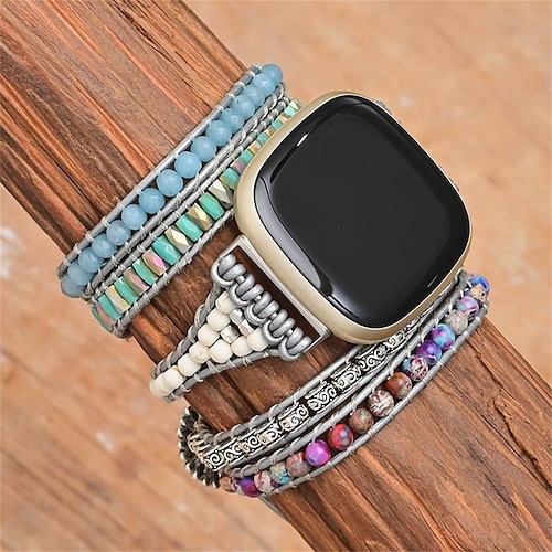 

1PC Smart Watch Band Compatible with Fitbit Versa 3 / Sense Versa 2 / Versa / Versa Lite Fabric Smartwatch Strap Handmade Multilayer Adjustable Handmade Braided Rope Replacement Wristband