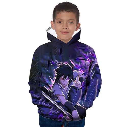 

Kids Boys Hoodie Pullover Graphic Long Sleeve Pocket Children Top Outdoor Hoodie Active Cool Purple Winter 7-13 Years / Fall / Spring