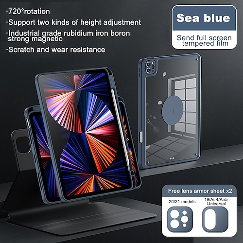 

Tablet Case Cover For Apple iPad Pro 12.9'' 5th iPad Pro 4th 12.9'' 2021 2020 iPad Pro 11'' 3rd Pencil Holder with Stand Magnetic Solid Colored TPU PC PU Leather