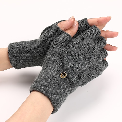 

Women's Unisex Convertible Fingerless Gloves Mittens Daily Holiday Solid / Plain Color Polyester Simple Warm 1 Pair