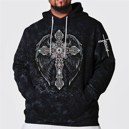 

Per uomo Plus Size Felpa con cappuccio pullover Grande e alto Stampa 3D Con cappuccio Manica lunga Primavera & Autunno Essenziale Di tendenza Streetwear Comodo Da tutti i giorni Da mare Top