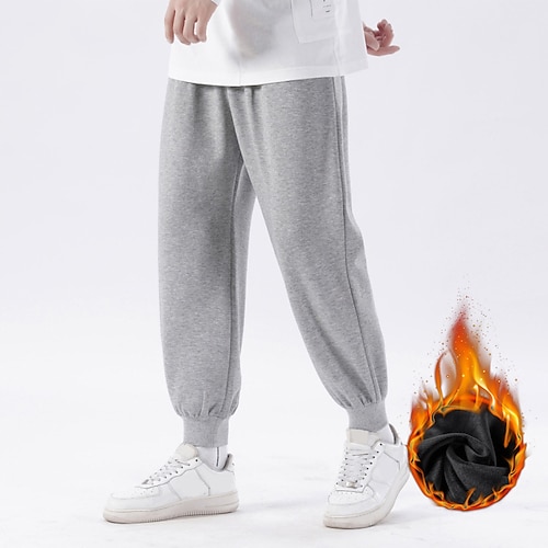 

Men's Fleece Pants Sweatpants Joggers Trousers Winter Pants Side Pockets Elastic Waist Fleece Solid Color Comfort Warm Daily Casual Navy Apricot / Spring / Drawstring / Elasticity