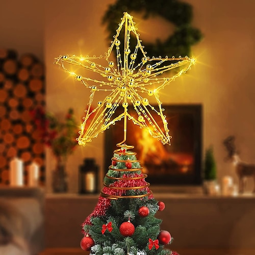 

Christmas Tree Stars Topper Decoration Lights Battery Powered 10LED Fairy Lights New Year's Party Christmas Tree Holiday Party Decorations