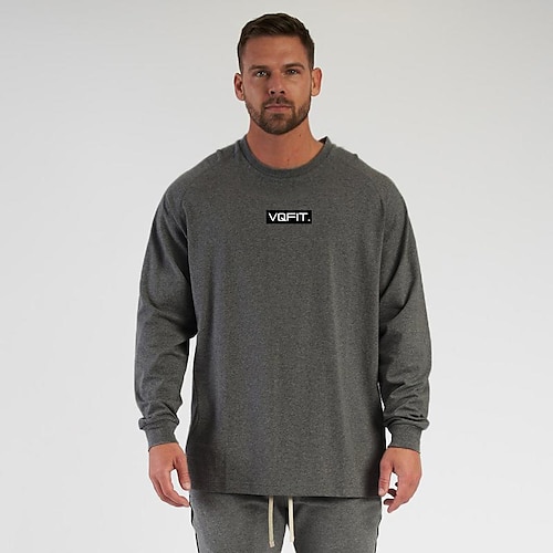 

Men's Workout Shirt Running Shirt Patchwork Long Sleeve Top Athletic Athleisure Winter Cotton Breathable Quick Dry Soft Running Jogging Training Sportswear Activewear Black Gray White