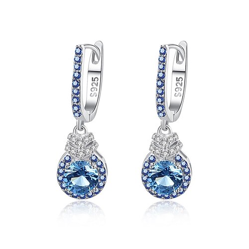 

Women's Clear Blue Ocean Blue Synthetic Diamond Drop Earrings Fine Jewelry Classic Precious Stylish Simple S925 Sterling Silver Earrings Jewelry Blue For Wedding Party 1 Pair